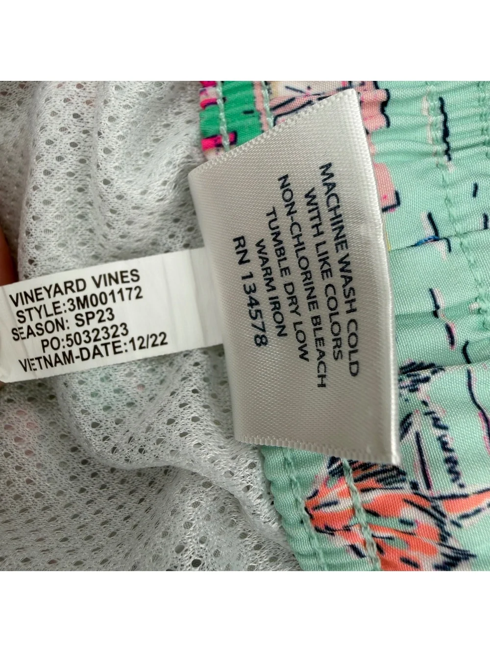 Vineyard Vines Chappy Swim Trunks Tropical Beach Youth Large Teal Lined